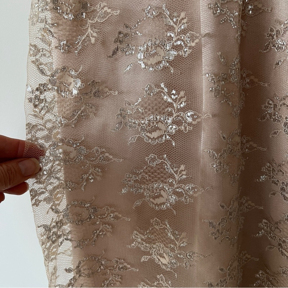 Guess Vintage Y2K Sheer Metallic Mesh Lace Embroidered Slip Dress - Picture 6 of 13